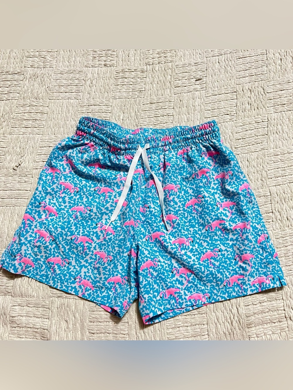 Chubbies Bathing Suit Men’s Small Blue Pink Swim Trunks Domingos Flamingos